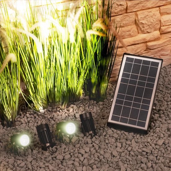 Solarlampkoning NIEUW Solar LED tuinspots Twins met grondspies en los zonnepaneel