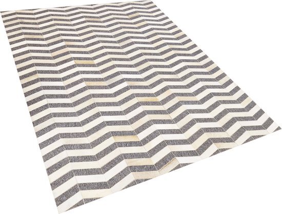 Beliani Vloerkleed leer grijs/beige 160 x 230 cm BAGGOZE