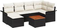 vidaXL Tuinbank Set 7-delig Zwart Polyrattan