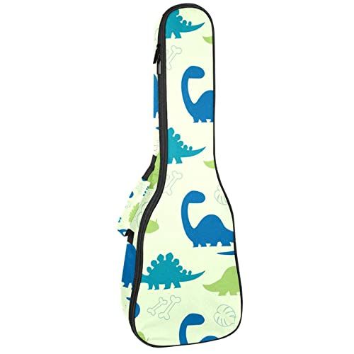 Mersov Tenor Ukulele Gigbag Waterdichte Ukelele Case Gewatteerde Rugzak, Geweldig voor Sopraan Concert (21/23/24") Blauw en Groen Dinosaurus Patroon
