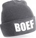 Bellatio Decorations Boef muts/beanie met pompon - onesize - grijs