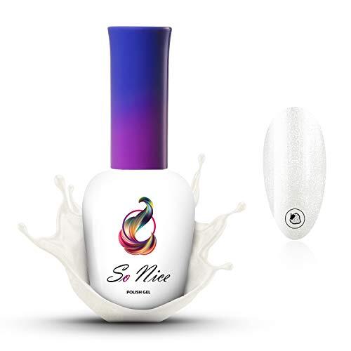 So Nice Gellak UV-LED, glitter wit, glanzend wit, 8 ml