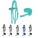 Majestic Ally Gevoerde nylon hoofdband met teugels voor paarden