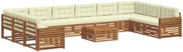vidaXL - Canapé d'angle - 11 pièces - Naturel et crème - Bois d'acacia massif
