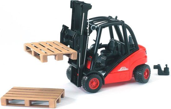 Bruder Linde Gaffeltruck m. 2 paller (2511) - Rood - Kunststof - 1:16 Schaal