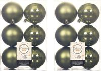 Kaemingk B.V. 12x stuks boules de Noël en plastique vert mousse 8 cm - Mat/brillant - Boules de Noël incassables en plastique