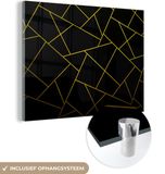 MuchoWow Glass Painting - Geometric Design - Gold Black - 40x30 cm - Wall Decoration Black Gold - Home Decoration