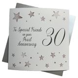 White Cotton Cards Pearl Anniversary 76,2 cm handgemaakt 30 verjaardagskaart