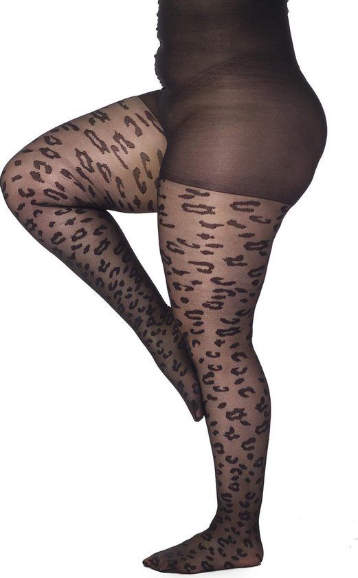 Pamela Mann Curvy Leopard Print Tights - Black - 3XL (52/54)