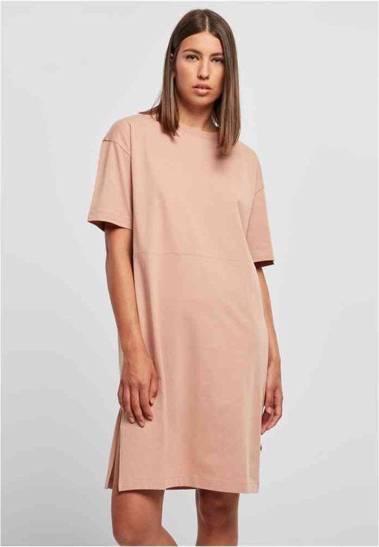 Urban Classics Organic Oversized Slit Tee Korte Jurk - Roze - 4XL