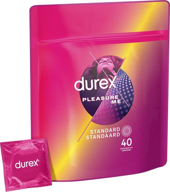 Durex Pleasure Me Condoms - 40 Pack - Multi-Colored, Ribbed, Lubricated