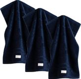 GANT Gastendoekje Premium Towel Donkerblauw Katoen 30x50 cm Set van 3