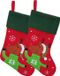 Merkloos / Sans marque Sandy Decoratie kerstsokken - 2x - rood - met rendier - H45 cm - polyester