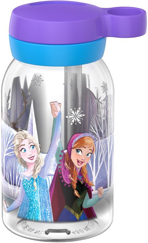 Mepal Drinkfles met rietje Campus - 450 ml - Waterfles kinderen - Lekdicht - Hygiënische draaideksel - Frozen Friends