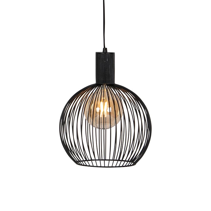 QAZQA Wire Dos - Design Hanglamp - Ø 30 cm - Zwart