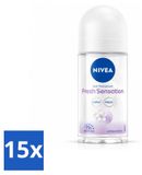 NIVEA 15 x Fresh Sensation Deodorant Roller - 50 ml - Voordeelverpakking