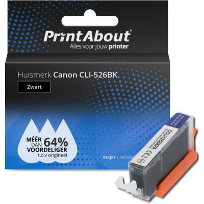 PrintAbout Huismerk Canon CLI-526BK Inktcartridge Zwart