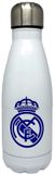 Real Madrid CyP Brands Waterfles van staal, jerrycan, drinkfles, luchtdichte sluiting, 550 ml, wit, officieel product