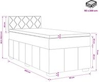vidaXL Boxspringbed met matras, lichtgrijs, 90 x 200 cm, gestoffeerd