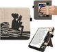 kwmobile e-reader hoesje geschikt voor Kobo Libra Colour hoes - E reader flip case van kunstleer - Ereader cover met stand - Meisje met boeken design in zwart / beige