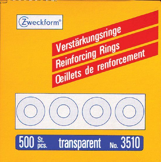 Avery Zweckform 3510 Versterkingsringen - 13mm - 500 stuks - Transparant