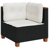 vidaXL 10-delige Loungeset met kussens, polyrattan, zwart