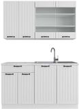Vicco Fame-Line Eenpersoonskeuken – 140 cm, WB Marmer Wit landhuis/wit