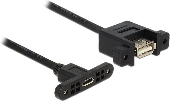 Delock USB 2.0 A Female naar USB 2.0 Micro Female Kabel - 1 m - Zwart