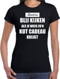 Bellatio Decorations Shoppartners Bv Zwart fout Kerstshirt / t-shirt - Kerst is blij kijken / kut cadeau - dames - Kerstkleding / Christmas outfit L