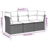 VidaXL 4-delige Loungeset met kussens, poly rattan, zwart