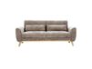 EKTOR Canapé scandinave 3 places en tissu effet velours texturé taupe et bois clair