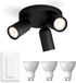 Philips Hue Pongee Opbouwspot (Zwart) - Warmwit Licht - Incl. Hue Dimmer Switch - Plafondspot met 3 Lichtpunten - GU10 - Hue White