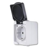 REV AquaMini stopcontact voor vochtige ruimtes, 30% minder volume, 48 x 56 x 76 mm, IP54, 16 A, opbouw, grijs