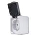 REV AquaMini stopcontact voor vochtige ruimtes, 30% minder volume, 48 x 56 x 76 mm, IP54, 16 A, opbouw, grijs