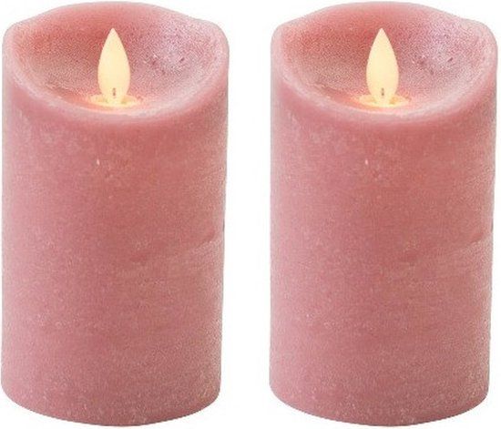 Anna's Collection 2x Anna's Collection LED Kaarsen - Antiek Roze - 12.5 cm - Met Bewegende Vlam