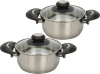 Excellent Houseware Kookpannen set - 2x - glazen deksel - RVS - 1.8 en 2.7 liter