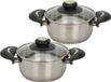 Excellent Houseware Kookpannen set - 2x - glazen deksel - RVS - 1.8 en 2.7 liter