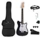 Gear4music VISIONSTRING Mini Electric Guitar with In-Built Speaker, Black