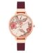 Nine West Women's Floral Dial Strap Watch, Burgundy/Rose Gold