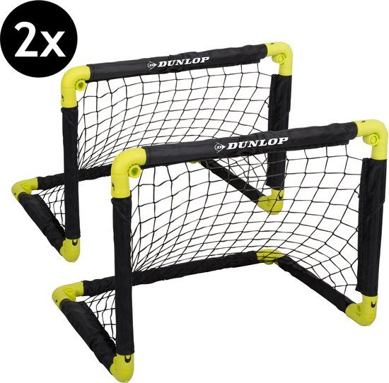 Dunlop Voetbaldoel - Set van 2 - Opvouwbaar - Zwart/Geel - 55x44x44 cm