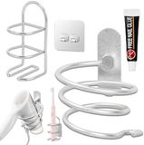 Famanu Support de sèche-cheveux sans perçage, support mural en aluminium avec guide-câble