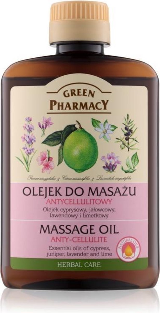 Green Pharmacy Massageolie Anti-Cellulite Lichaamsmassageolie Cypress Juniper Lavendel en Lime 200ml