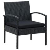 VidaXL Tuinstoel met kussen poly rattan zwart