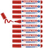 edding 663 whiteboardmarker - rood - 10 whiteboardstiften - beitelpunt 1-5 mm