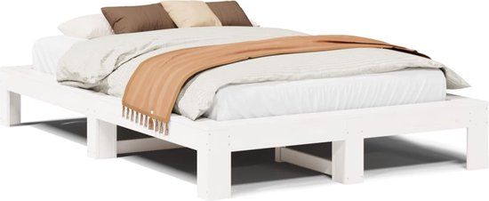 vidaXL Bedframe zonder matras massief grenenhout wit 120x200 cm