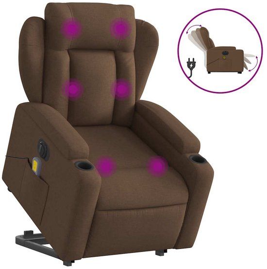 vidaXL Sta-op-massagestoel elektrisch verstelbaar stof bruin