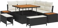 vidaXL Tuinbank - Set - 8 - st - Zwart - poly - rattan