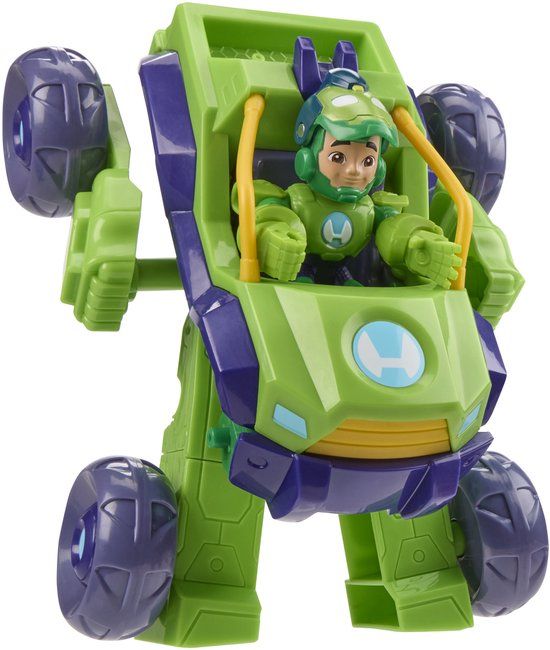 Hasbro Marvel Iron Man and His Awesome Friends Iron Hulk, 2-in-1 set met mech-pak en voertuig, actiefiguur, groen, 3+ jaar
