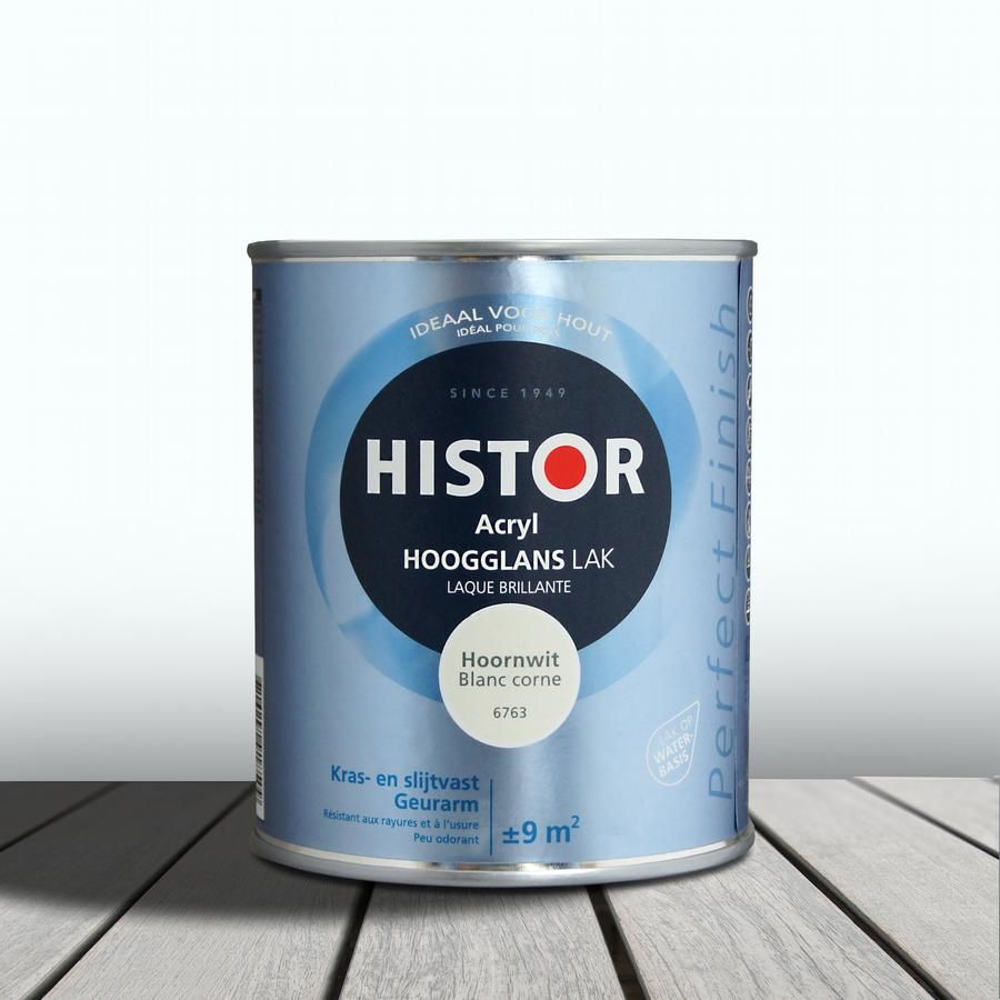 Histor Acryl Hoogglans Lak - 750 ml Hoornwit - 8716242918509