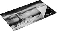Chefcare Inductie Beschermer Vuurtoren op een Storm Zee - Zwart Wit - 95x55 cm